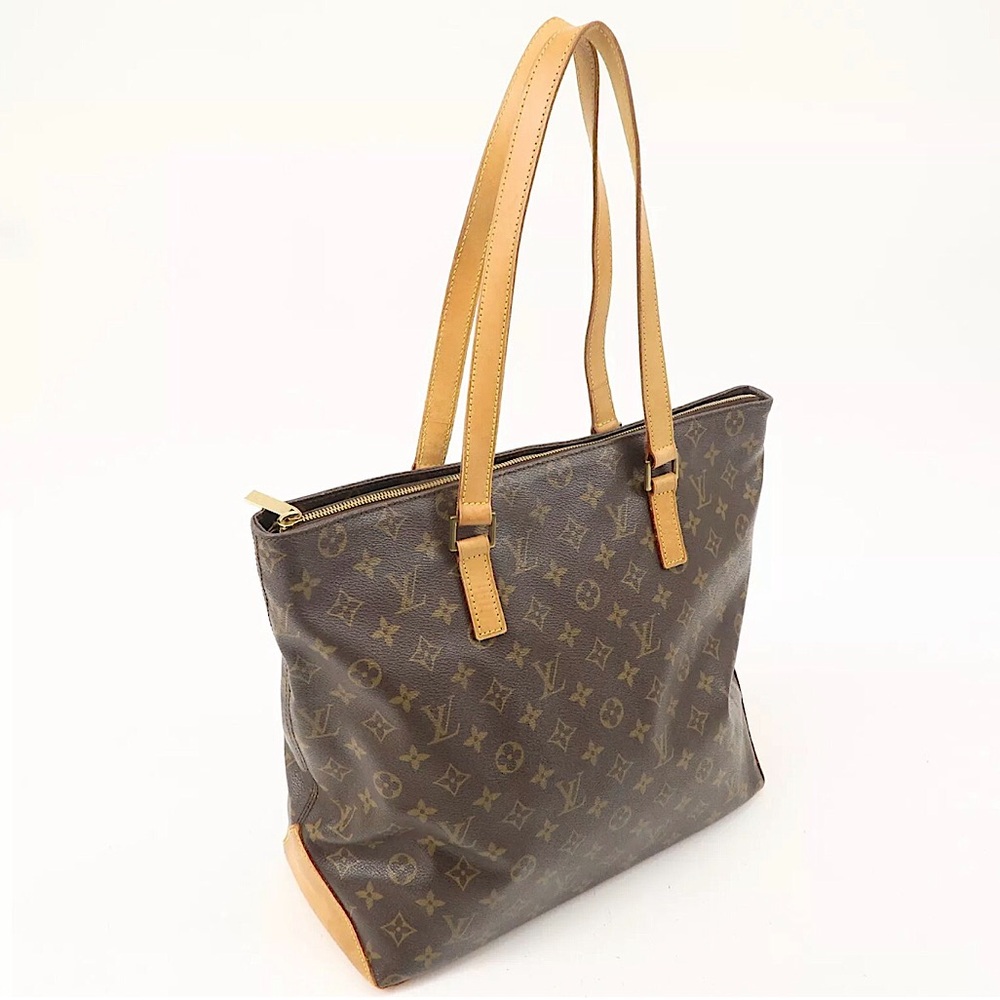 LOUIS VUITTON CABAS MEZZO Monogram Top Zip Laptop Work Travel Shoulder Bag